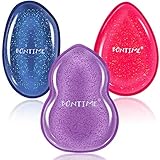BONTIME Silicone Makeup Sponge - Washable 2-in-1 Makeup Blender for Liquid or Powder Foundation,BB Cream,Concealer,No Waste of Foundation at All (Set of 3 Shapes)