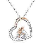 Fenthring Valentines Day Necklace for Women Couples I Love You Necklace Heart Pendant Jewelry Sterling Silver Valentines Day Gifts for Her