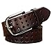 VONSELY Genuine Leather Belts for Women Hollow Out Design, Soft Leather Womens Belts with Pin Buckle, Coffee Leather Belt