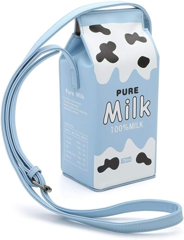 Women PU Leather Cute Milk Box Crossbody Bag Casual Phone Purse