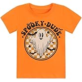 Boys Girls Halloween Shirts Toddler Short Sleeve Pumpkin Spooky Dude Bat Tee Tops T-Shirts