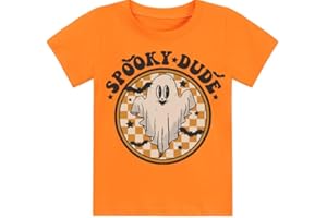 CHIPELER Boys Girls Halloween Shirts Toddler Short Sleeve Pumpkin Spooky Dude Bat Tee Tops T-Shirts