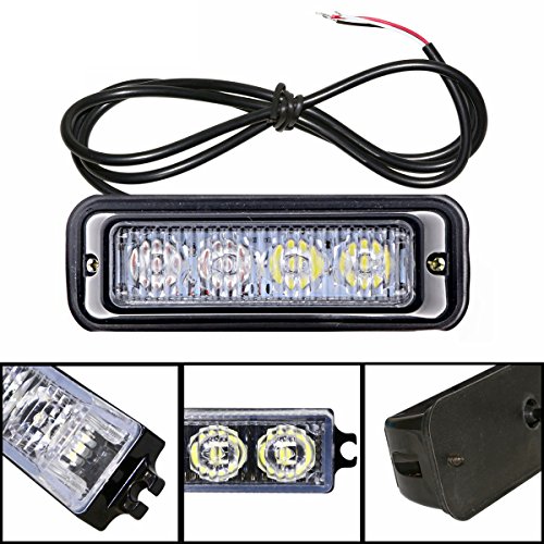 Favson 4 LED Strobe Lights for Trucks Cars Van with High Intensity White&Yellow Emergency Flasher(2 pcs) - Thumbnail 2
