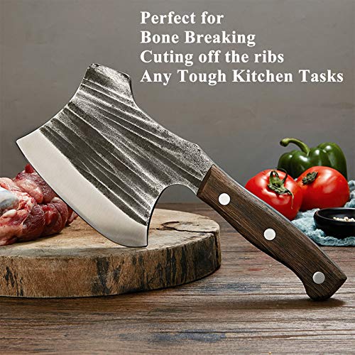 Meat Cleaver Heavy Duty Bone Cutting Knife with Sheath Carbon Steel
