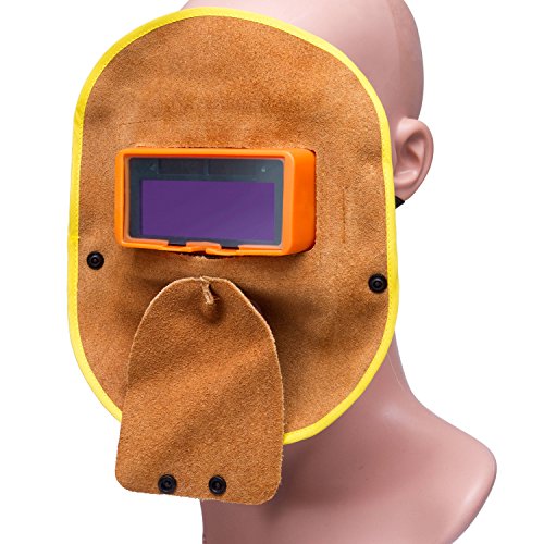 Joyutoy Brown cowhide Split Leather Welding Helmet Hood with Auto