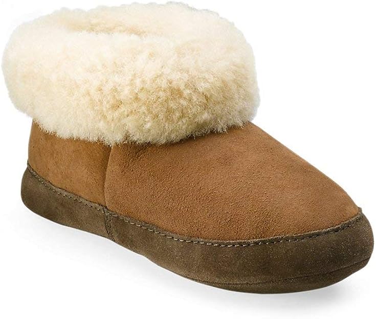 Eddie Bauer Women's Shearling Boot Slipper, Chestnut