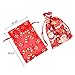 Funkprofi 50 PCS 4x6 Inches Mixed Color Christmas Organza Gift Bags with Drawstring, Jewelry Candy Bags for Wedding Party, Including Patterns of Santa Claus, Christmas Stockings, Christmas Hats etc.