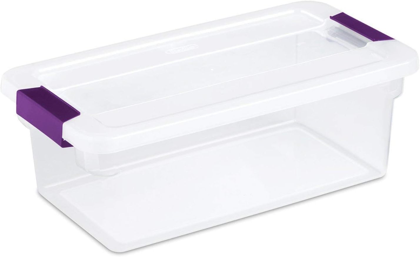 17511712 6 Quart/5.7 Liter ClearView Latch Box, Clear with Sweet Plum Latches, 6-Pack