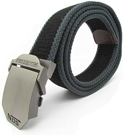 Kinsun New Letter Design Metal Buckle Webbing Durable Thicken Canvas Men Belt (Gray/Black)