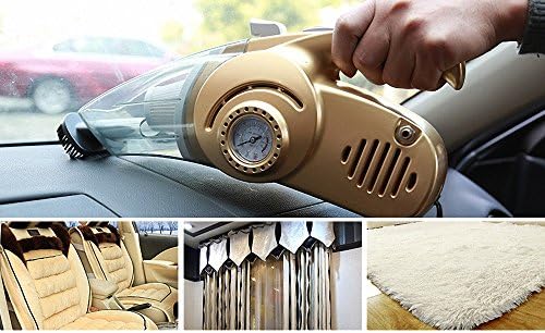SANTUFLY Car Vacuum, 12V 96W Golden Car Vacuum Cleaner Inflation detection of tire pressure Super Mini Portable hand-held Automotive/Auto Vacuums Hand Car Cleaner with 5M Power Cord
