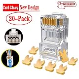RJ45 Cat6a Cat6 Large Connector Gold Plated 8P8C Pass Through End for 23AWG（20Packs）