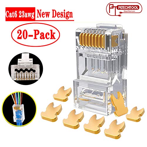 RJ45 Cat6a Cat6 Large Connector Gold Plated 8P8C Pass Through End for 23AWG（20Packs）
