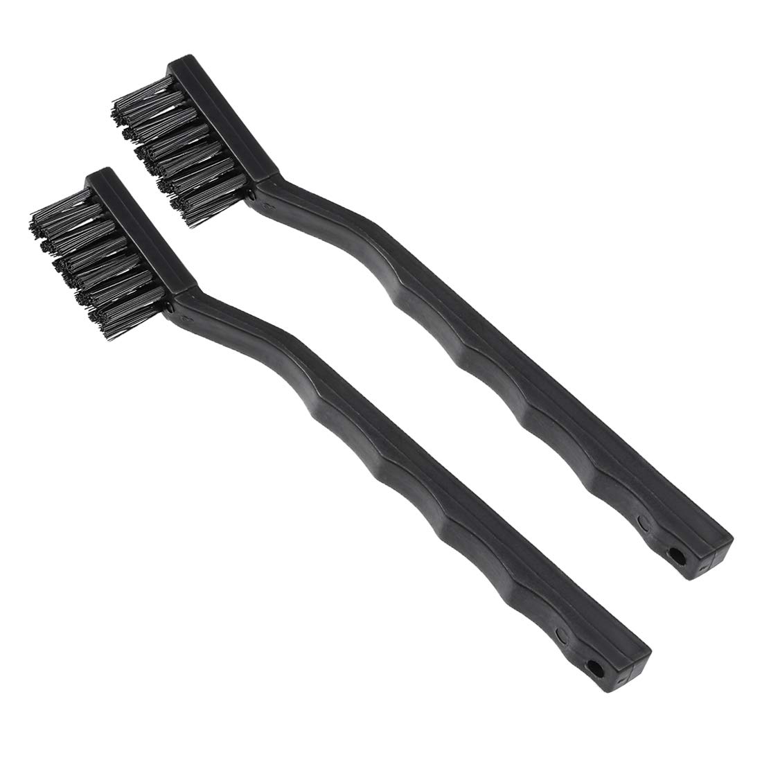 uxcell 2pcs Plastic Handle Anti Static Brushes 3 Rows 20 Holes Black