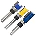 Yakamoz Set of 3 Pieces 1/4 Inch Shank Flush Trim Pattern Template Router Bit Set Wood Top Bearing Milling Cutter Tool