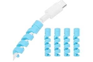 uxcell 24Pcs Charger Cable Protector, Silicone Flexible Spiral Cable Saver, Wire Cord Organizer Wrap Accessories for Cell Pho