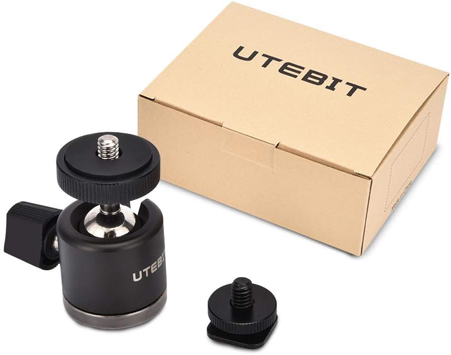 UTEBIT Mini Ball Head with 1/4" Hotshoe Mount Adapter 360 Degree Rotatable Aluminum Tripod Head for DSLR Cameras HTC Vive Tripods Monopods Camcorder Light Stand, Max. Load 6.6lbs : Camera & Photo