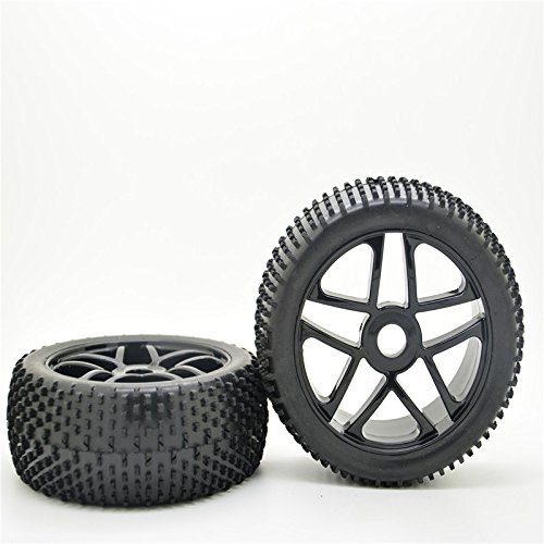 4PCS RC 1/8 Off-Road Car Buggy Rubber Tyre Tires & Wheel Rim Black Have Foam Inserts