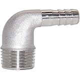 Joywayus 3/8" Hose Barb x 1/2" NPT Male Home Brew Pipe Fitting Stainless Steel 90 Degree Elbow Adapter