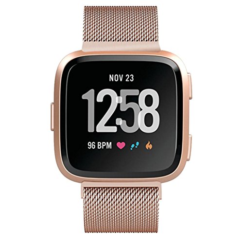 Lisin Watch Bands For Fitbit Versa, Milanese Magnetic Loop Stainless Steel Band For Fitbit Versa (Rose Gold) - Thumbnail 4