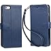 Iphone 6s Plus Case, iphone 6 plus case, Arae [Wrist Strap] Flip Folio [Kickstand Feature] PU leather wallet case with ID&Credit Card Pockets For Apple Iphone 6 Plus / 6S Plus 5.5, Navyblue