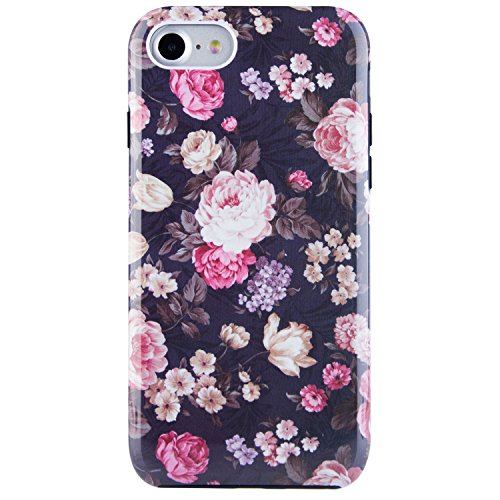 iPhone 7 Case for Girls Cute Floral Flower Cover Protective TPU Vintage