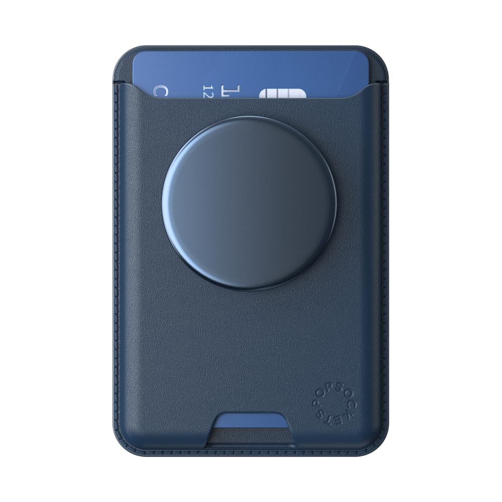 PopSockets Softgoods Phone Wallet with Expanding Grip and Adapter Ring for MagSafe, Phone Card Holder, Wireless Charging Compatible, Wallet Compatible with MagSafe® - Navy
