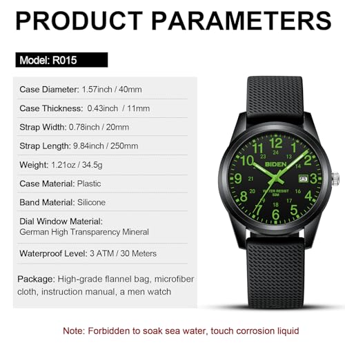 LN LENQIN Mens Watches Analog Quartz Sports Unisex 30M Waterproof Nurse Watch for Men Women Medical Professionals Military Time with Second Hand Glowing Easy to Read Dial