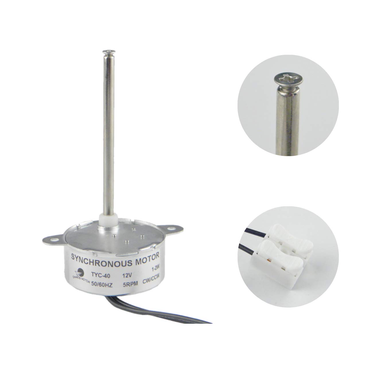 CHANCS TYC-40 AC 12V Synchronous Motor 5RPM CW/CCW Inner-Screw Shaft Length 7.4cm Gear Motor For Christmas Decoration fiber optic lights