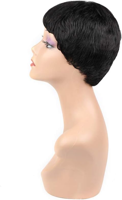 BLISSHAIR Human Hair Short Wigs Brazilian Hair Short Pixie Cut Wigs for Women Boy Cut Wigs 1b# Color, Black - Image 4