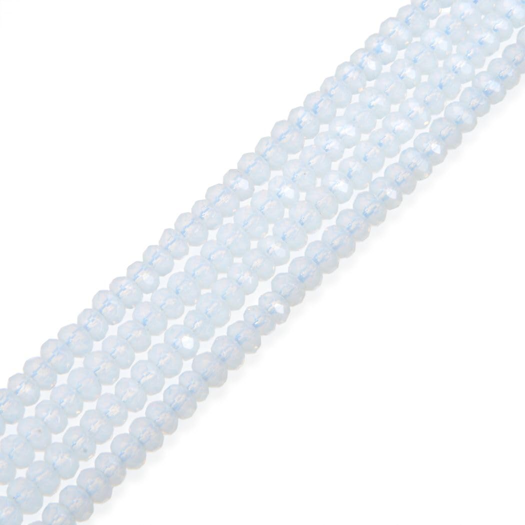 5 Strands Adabele Natural Opal White Quartz Gemstone 4mm Faceted Rondelle Spacer Loose Stone Beads (575-610pcs Total) for Jewelry Craft Making GH1R-15