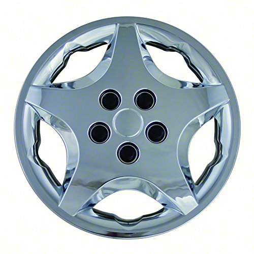 Aftermarket Wheel Covers; 14 Inch; Chrome Finish; Abs; 5 Spoke; Buy