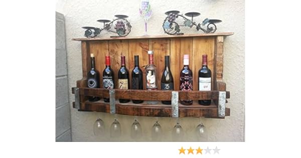 Amazon Com Hand Made Re Cycled Wine Barrel Wine Rack Wine Glass