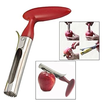 OFKPO Edelstahl Apfelentkerner mit Ergonomischem Griff,unverzichtbarer Küchenhelfer(Rot)