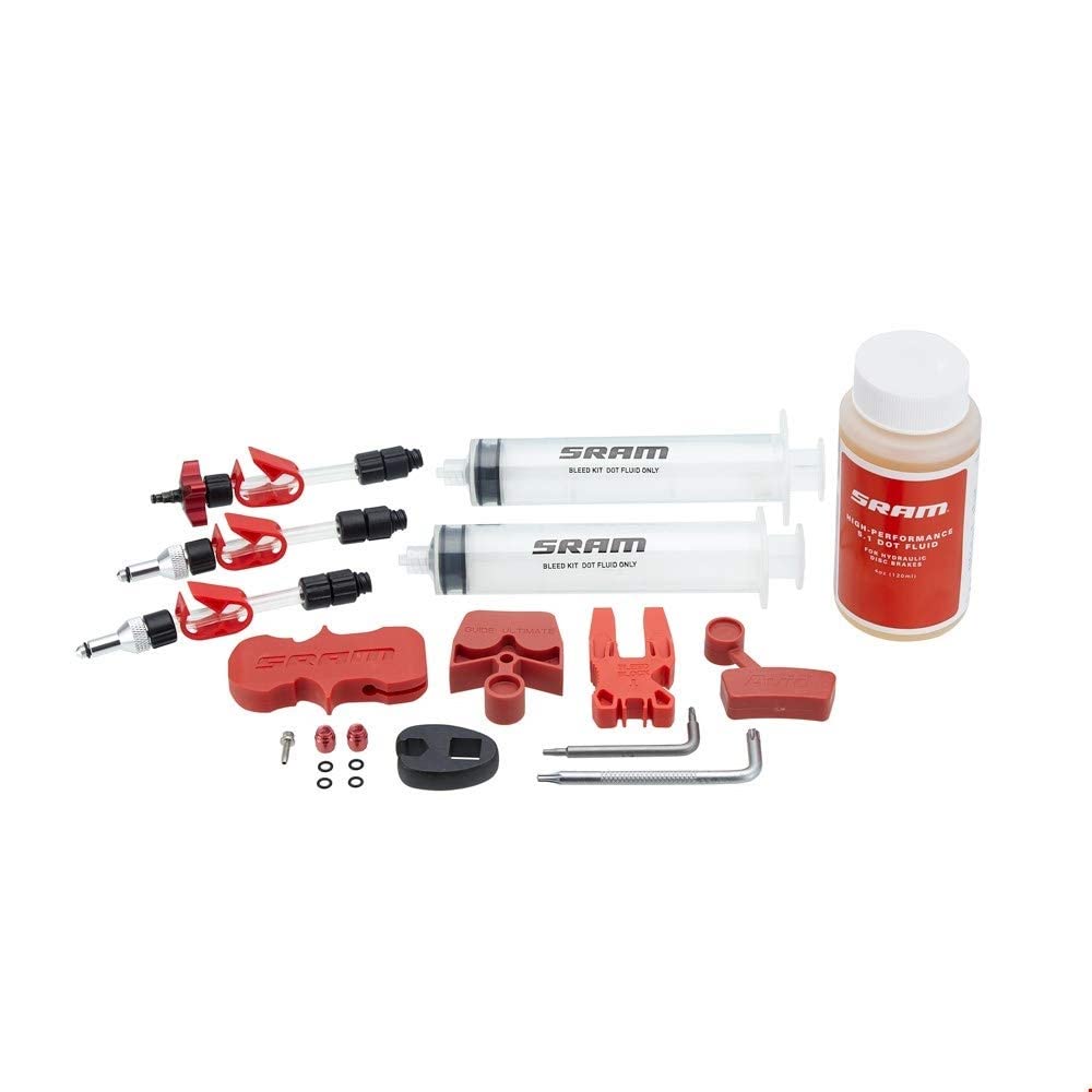 SRAM Avid - Standard Brake Bleed Kit (includes 2 syringes/fittings, bleed blocks, Torx tool, Crow's foot, Bleeding Edge Fitting, DOT 5.1 hydraulic fluid) - Fits All Avid, Guide, HydroR Models