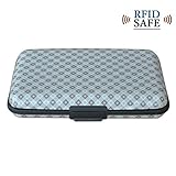 Explore Land Slim Aluminum and ABS RFID Blocking Credit Card Case RFID Shield Travel Wallet with 8 Slots for Bank Debit, ID, ATM, Cards against Scanning (Plaid)
