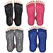 QING OUTDOOR Women's Cotton Toeless Yoga Pilates Non Skid Socks Perfect for Yoga Pilates Barre Fitness Studio Workout Dance Travel Pack of 4