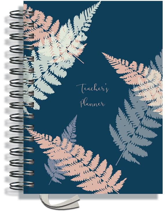 Teacher Planner 2026-2027 A5 size by Pirongs | 5 Lesson Planner for Teachers | Page a day | Undated, Hardback, Wiro-bound Teachers Planner - Fern