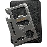 TIGER-KEY Premium 11 in 1 Beer Opener Credit Card Survival Tool-Top Stainless Steel Multipurpose Pocket Tool That Fits Perfectly in Your Wallet Silver-Ideal For Campers, Hunters, Mechanics, Household