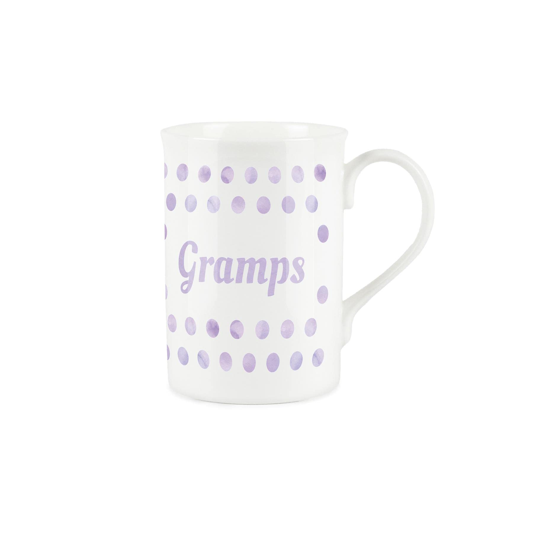 Purely Home Lilac Polka Dots Spots Gramps Mug - Fine Bone China Gift/Present Mug for Gramps