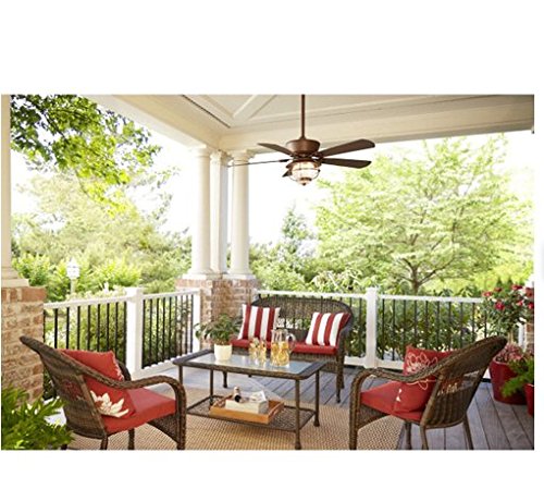 Merrimack 52-in Antique Bronze Outdoor Downrod or Flush Mount Ceiling Fan with Light Kit and Remote Country Chic Indoor Outdoor - Thumbnail 2