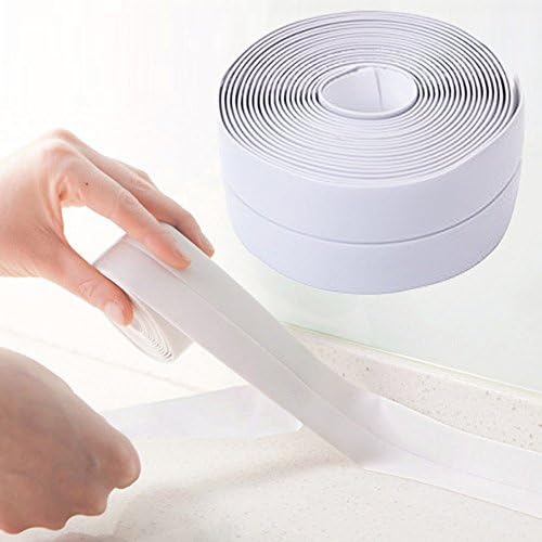 Digital Art Sealing Strip, Waterproof Mildew Self Adhesive Sealant Tape PVC Wall Caulk Strip for Bath Wall Kitchen Toilet Corner Edge Trimmer Moisture Proof Anti-Scratch Tape (White)