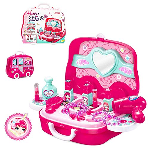 Little Girls Pretend Makeup Kit Cosmetic Pretend Play Set Kids Beauty Salon Makeup Set Toy for Children Best Gift Set with Mirror