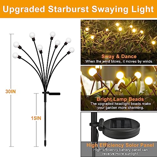 RICEEL 4 Pack Firefly Lights Solar Outdoor, Solar Garden Lights Upgraded 32 LED Solar Powered Firefly Lights Landscape Lights Sway by Wind Solar Lights Outdoor Waterproof for Pathway Yard Decor