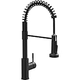 GIMILI Black Kitchen Faucet with Pull Down Sprayer Single Hole Spring Kitchen Sink Faucet, Suitable for Farmhouses, RV, Utility Laundry Room, Outdoor, and Campers. Llave para fregadero de cocina