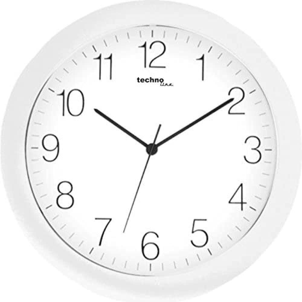 techno line WT 7000 Wall Clock, Plastic, White