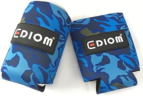 Neoprene Drink Can Covers - Set of 10 - 12oz Blue Camouflage Collapsible Soda Water Can Cooler Sleeves Insulated Beer Stubby Holder - 3.5mm Thick Keep Your Drink Cold and Freezeproof Your Hands