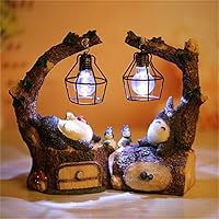 Kimkoala Totoro Figure, Japanese Anime My Neighbor Totoro Spirit Away Figures Totoro Figurine with Night Lamp Light Statue Models Dolls for Home Garden Decoration Children Gift (2Pcs Pack)