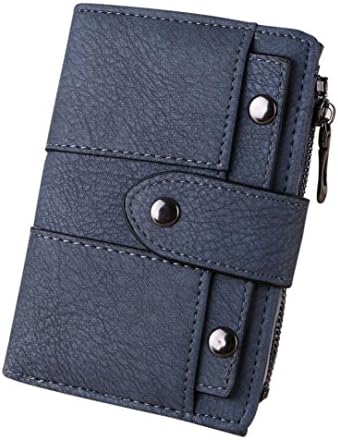 Sumen Women Girls Short Wallet Small Coin Purse ID Card Case with Zipper &amp; Hasp (Blue)