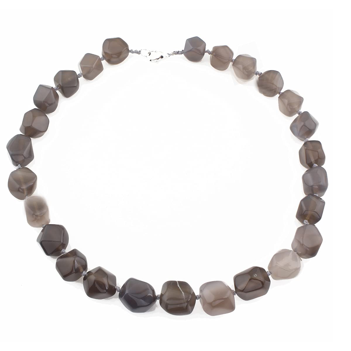 Treasure Bay Stunning Agate Gemstone Chunky Necklace for Women and Girls (Faceted Grey) — image 1