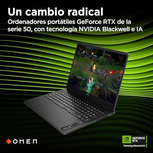 OMEN 16-am0035ns - Ordenador portátil Gaming 16" 2K (Intel Core i9-14900HX, 32GB RAM, 1TB SSD, NVIDIA Geforce RTX 5070, FreeDos) Negro - Teclado QWERTY Español